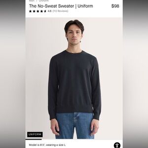 Everlane Men’s No Sweat Sweater Gray Crewneck Cotton Coolmax